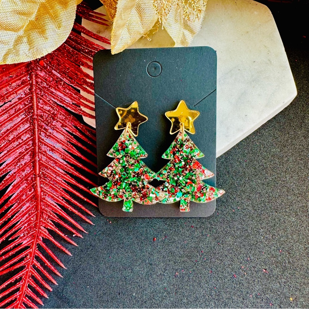 Festive Christmas tree Earrings Confetti